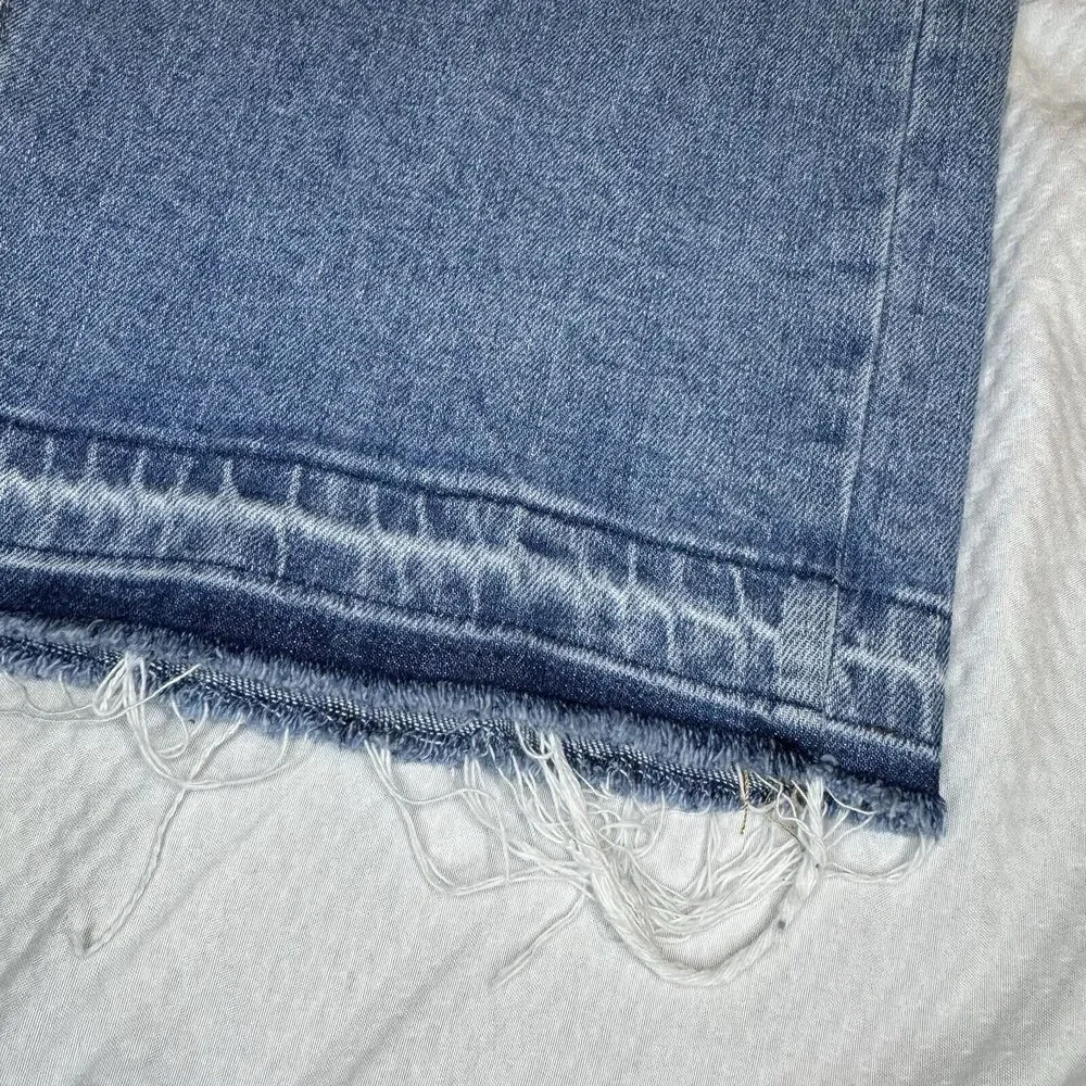 SANCTUARY Light Blue High Rise Front Slit Midi Denim Jean Skirt Raw Hem Size 28